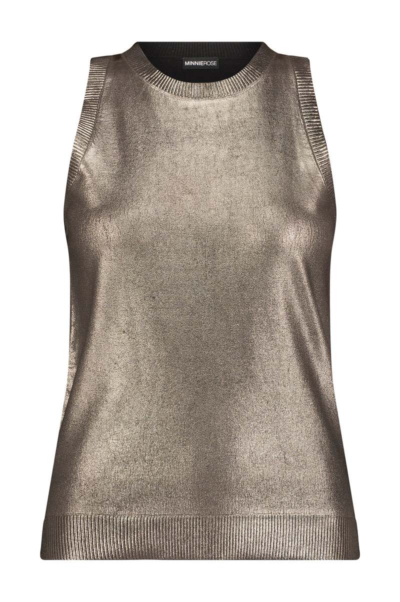 Minnie Rose - Viscose Metallic Tank - Silver