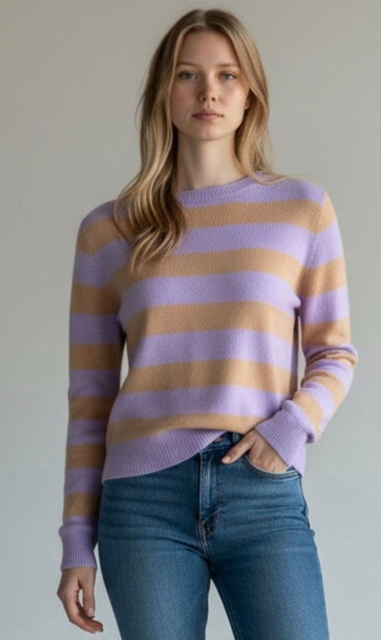Jumper 1234 Stripe Crew Sweater in Opal Foundation