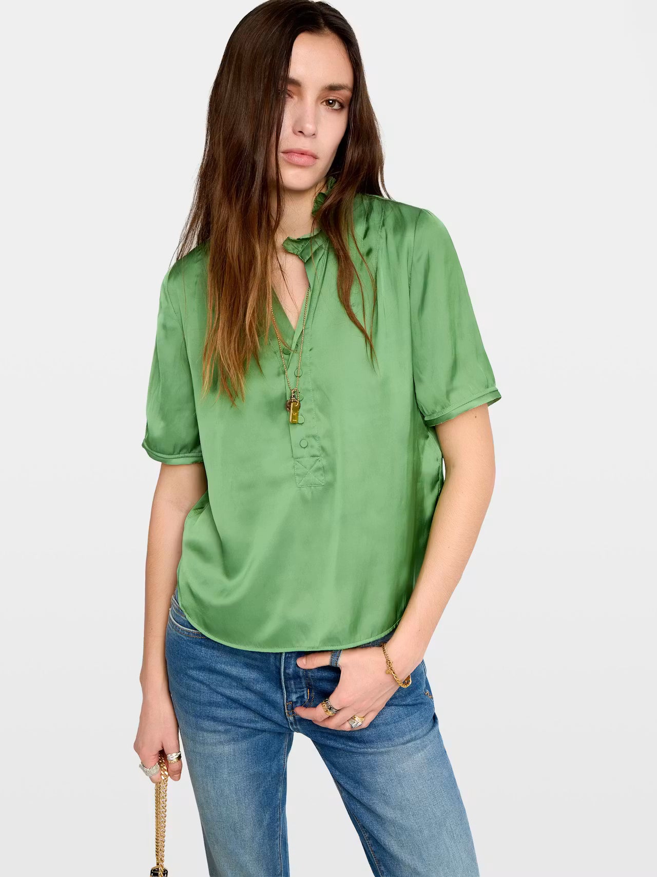 Zadig & Voltaire - Topher Satin Top - Verveine