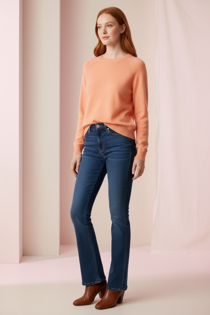 Jumper 1234 Crop Crew Sweater in Peachfuzz