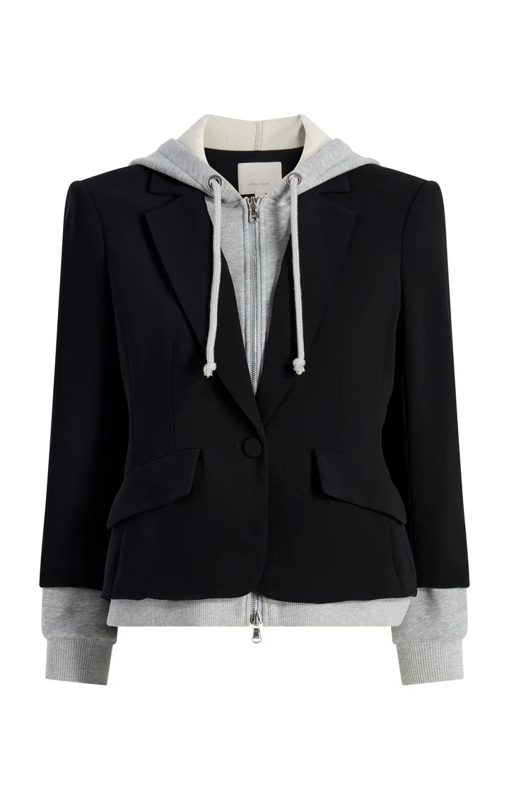 Cinq a Sept-Zip Up Le Petit Khloe Blazer-Black/Heather Grey