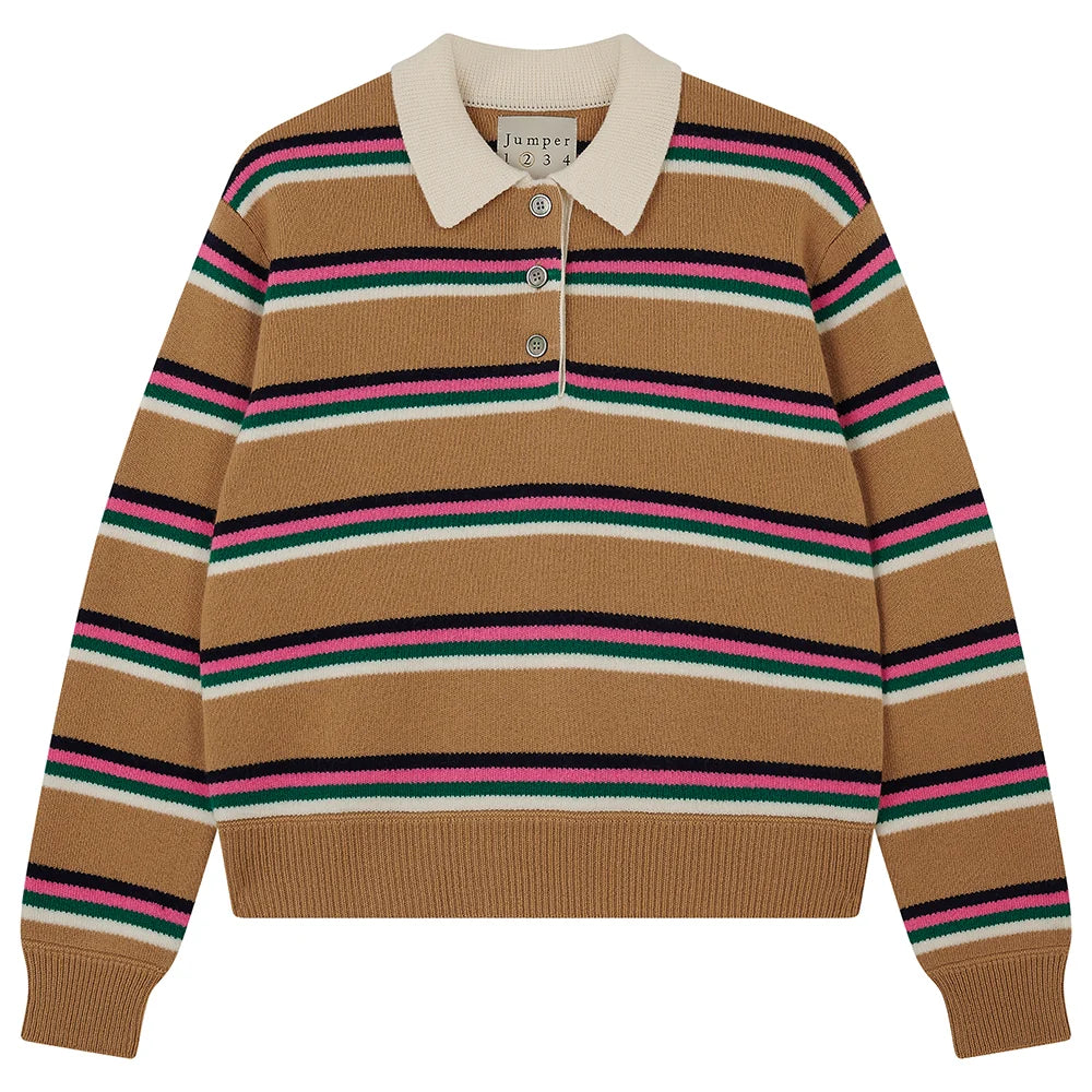 Jumper1234 - Stripe Rugby Shirt - Camel