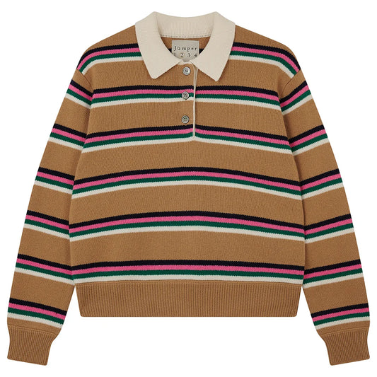 Jumper1234 - Stripe Rugby Shirt - Camel