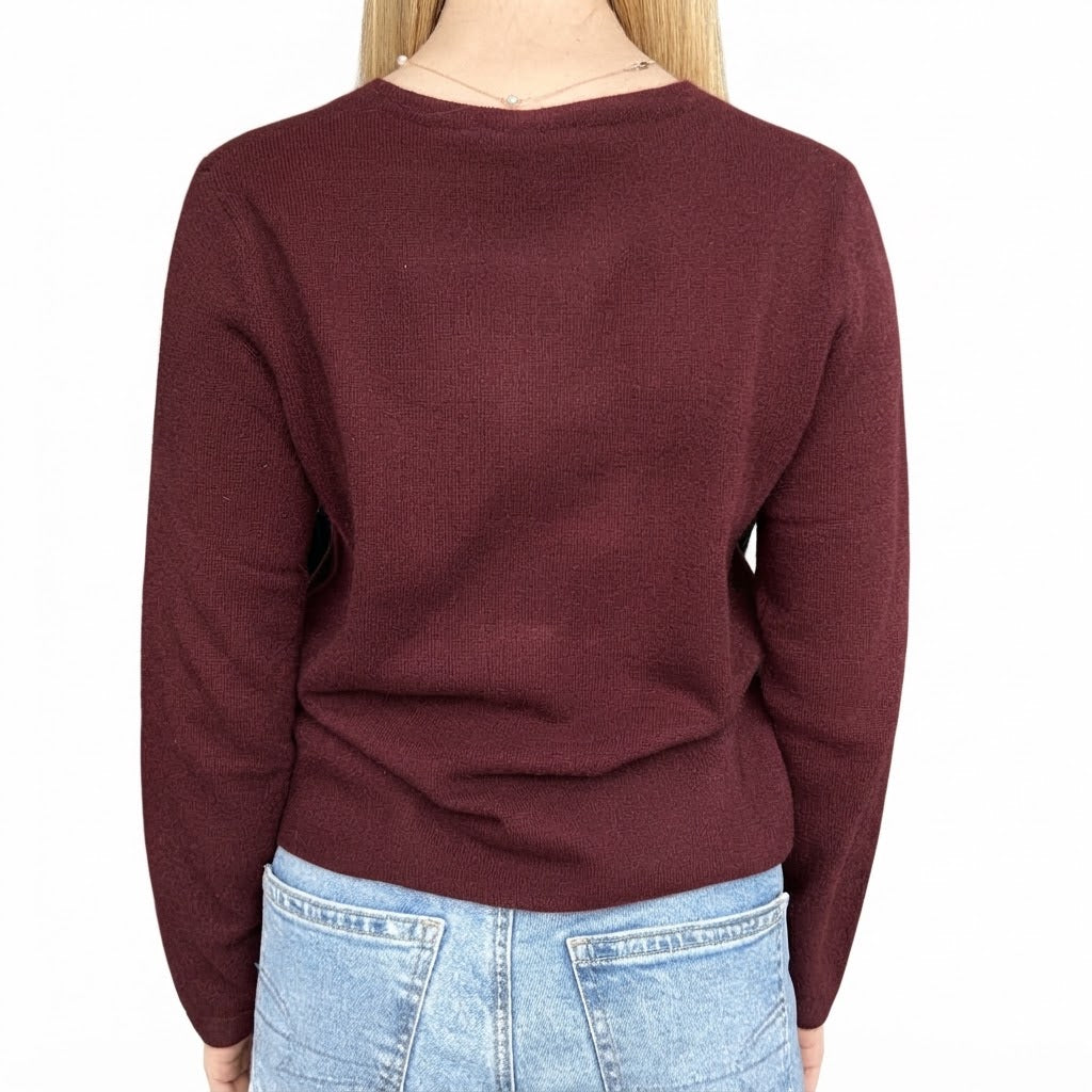 Estheme - Multi-Colored Button Cardigan - Wine