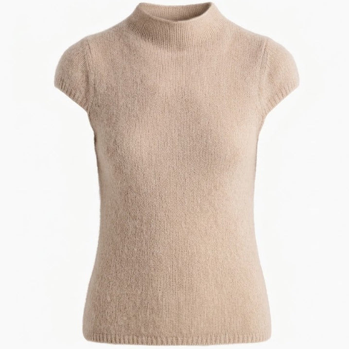 W. Cashmere - Brigitte Mock Neck Short Sleeve - Jute