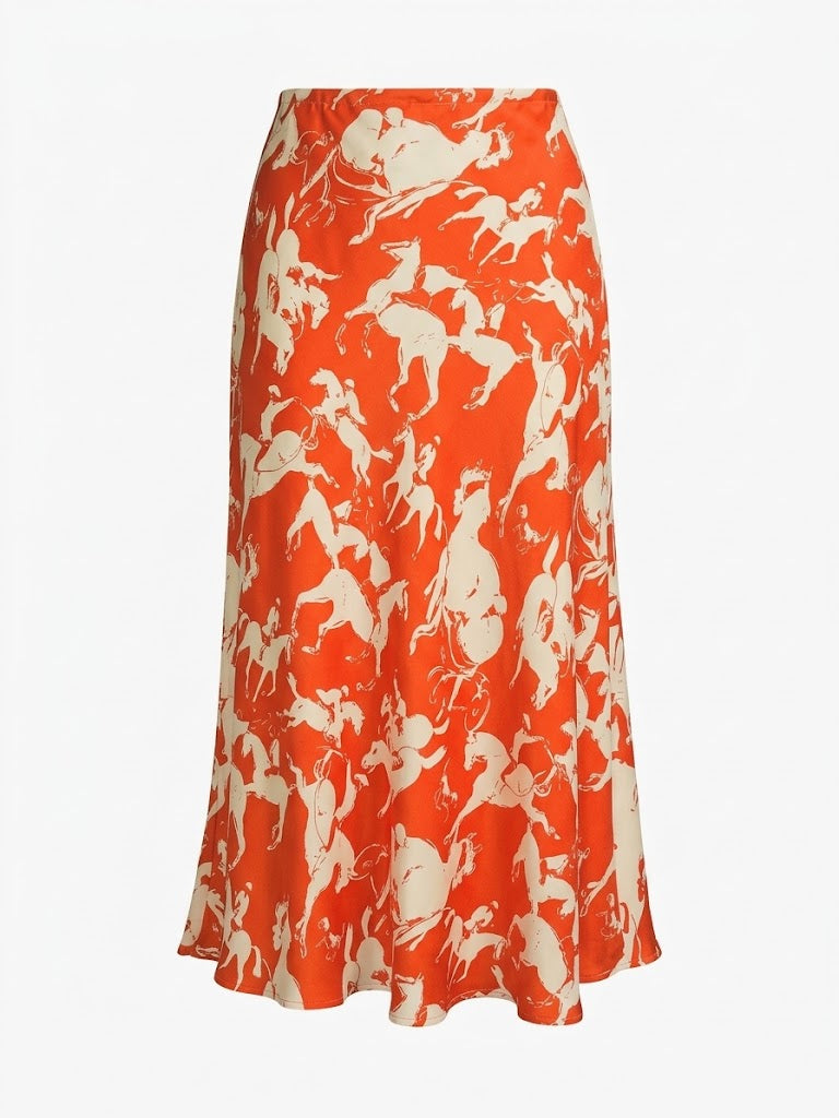 La Prestic Ouison - Nola Skirt - Orange Horses