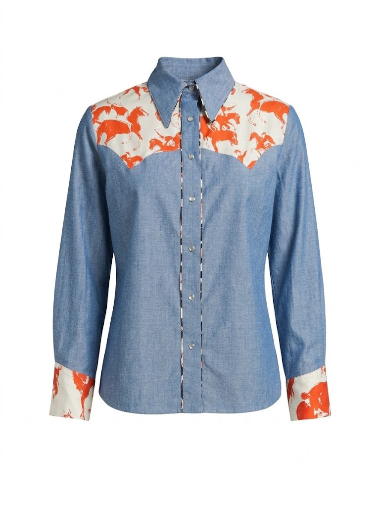La Prestic Ouiston - Western Top - Chambray Mix