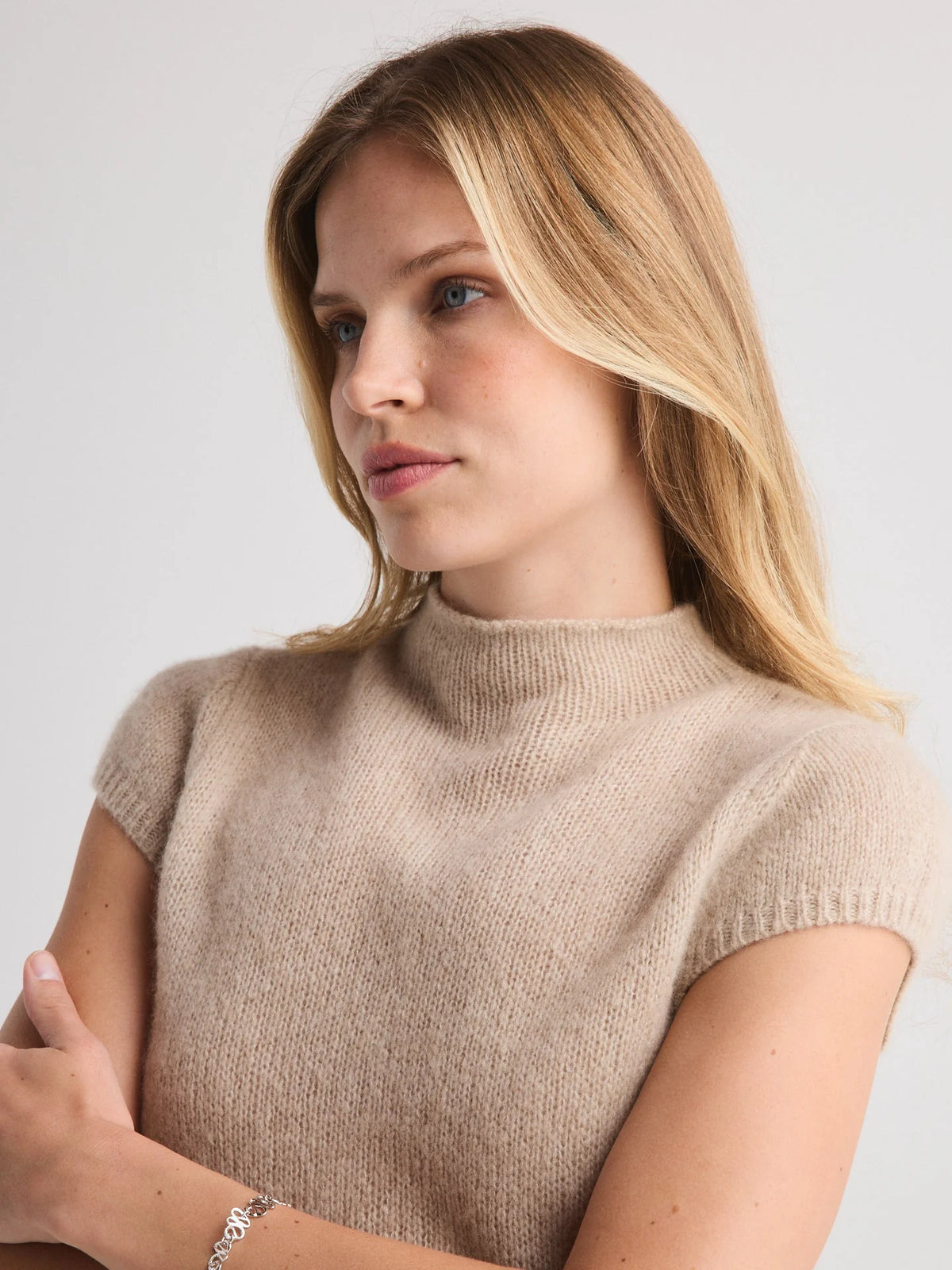 W. Cashmere - Brigitte Mock Neck Short Sleeve - Jute