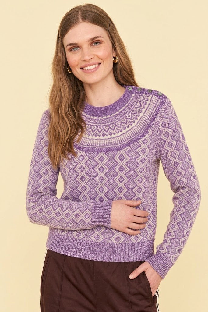 Jumper1234 - Jacquard Yoke Crew - Lavender Angel