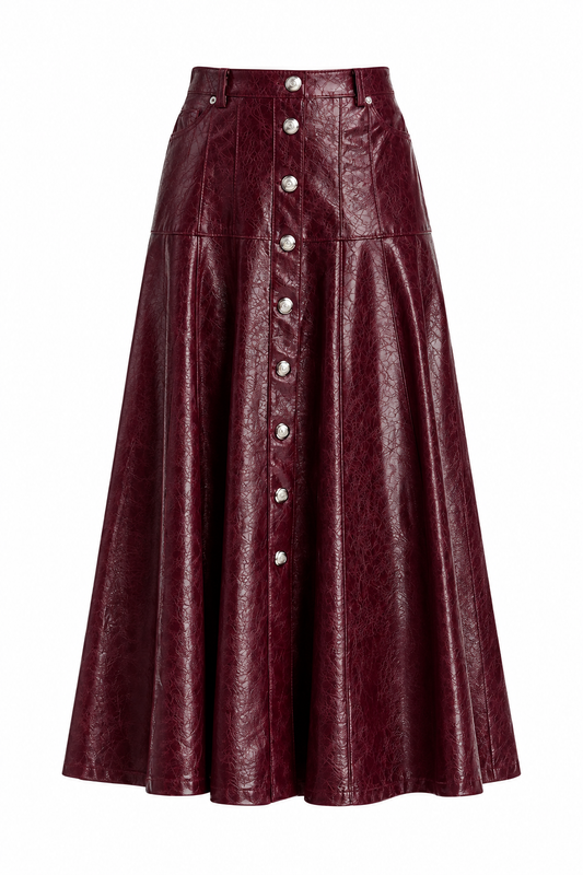 Cinq a Sept - Vegan Leather Veena Skirt - Black Cherry