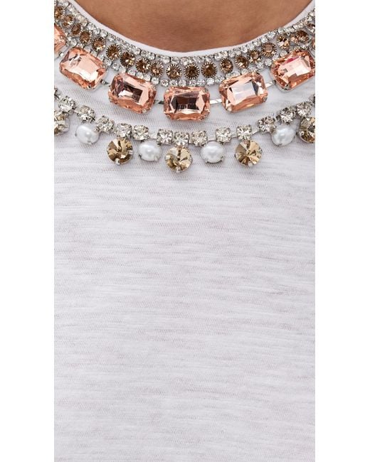 Cinq a Sept - Pearl Rhinestone Necklace Danielle Tee - White