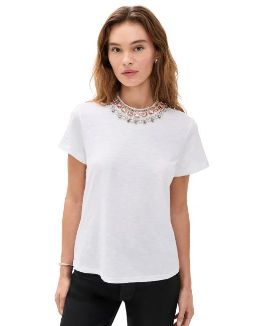 Cinq a Sept - Pearl Rhinestone Necklace Danielle Tee - White