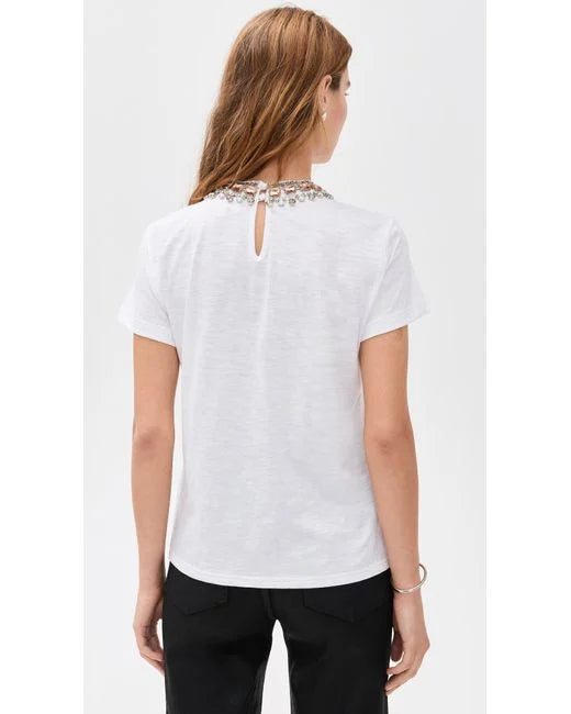 Cinq a Sept - Pearl Rhinestone Necklace Danielle Tee - White