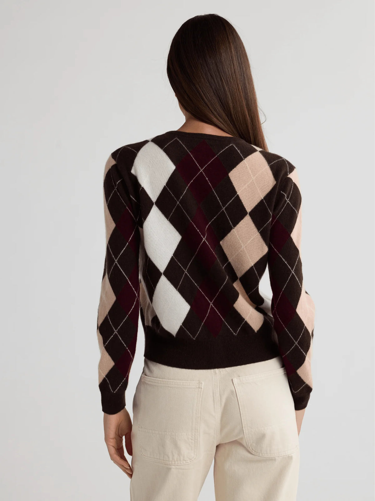 W. Cashmere - Honey Argyle Cardigan - Brown