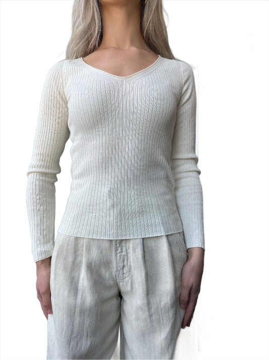 Closed- V-Neck Rib Knit Sweater