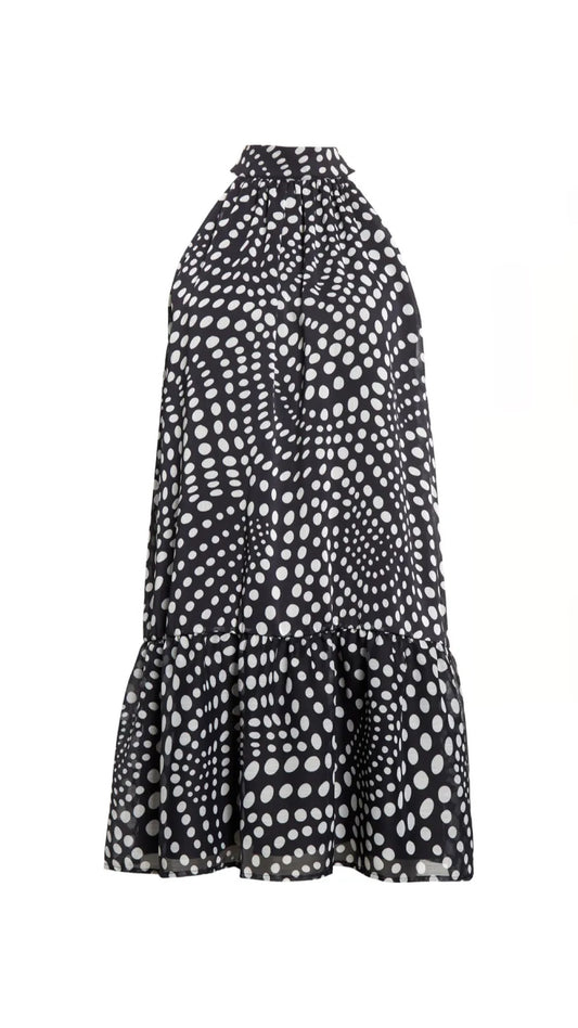 Staud- Marlowe Dress- Black/White Wavy Dot