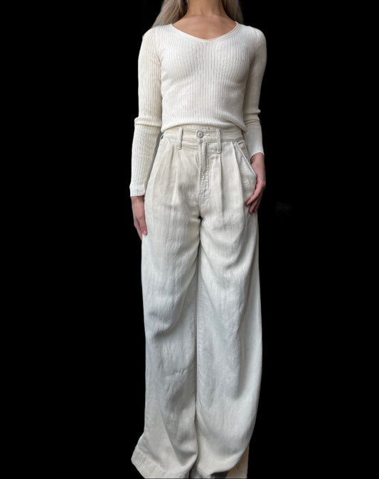 Mother- High Waisted Pouty Prep Heel- White Smoke