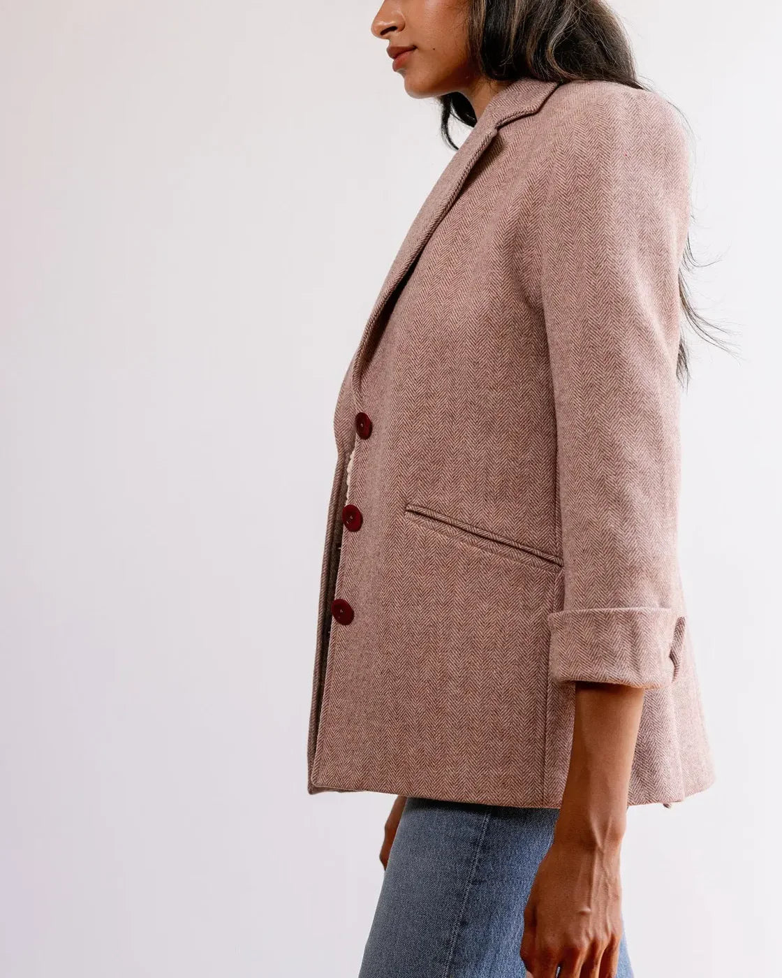 Kristina Collins - Francis Relaxed Blazer - Blush Herringbone