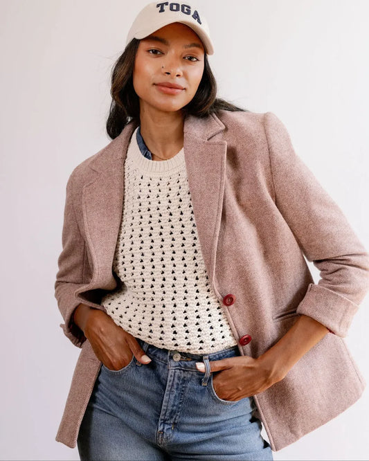 Kristina Collins - Francis Relaxed Blazer - Blush Herringbone