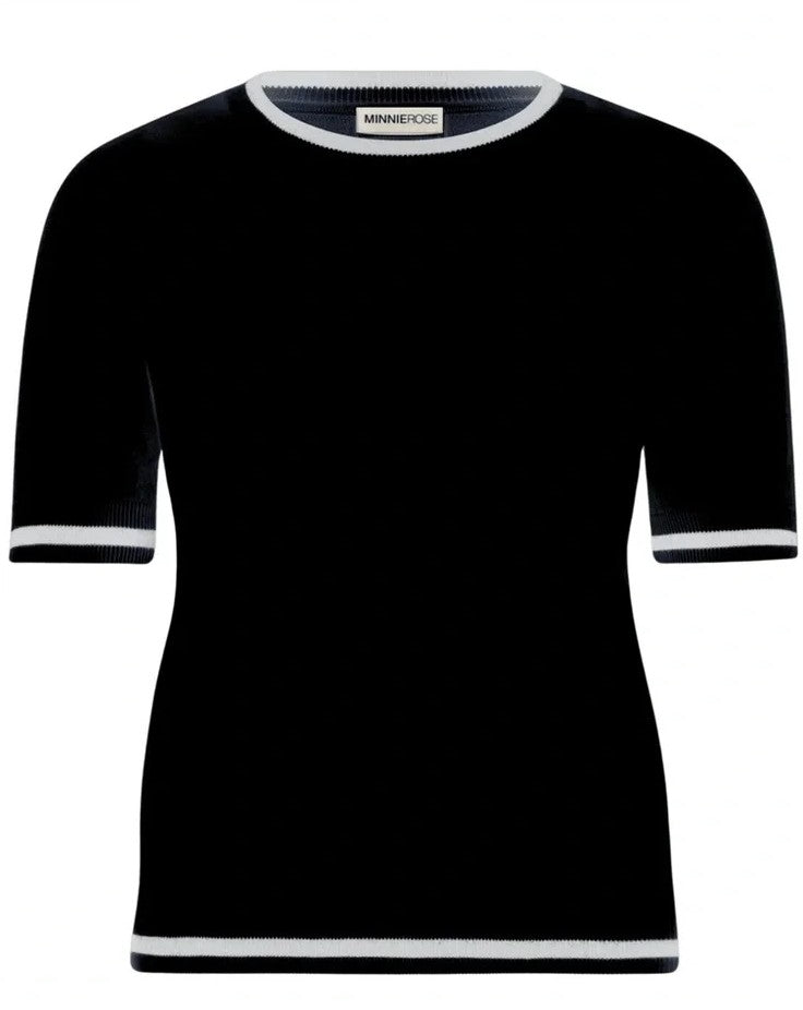 Minnie Rose - Short Sleeve with Tipping - Black & White