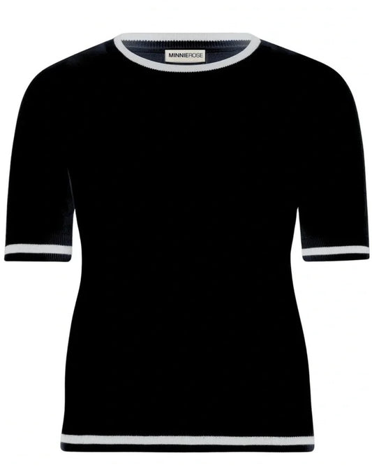 Minnie Rose - Short Sleeve with Tipping - Black & White