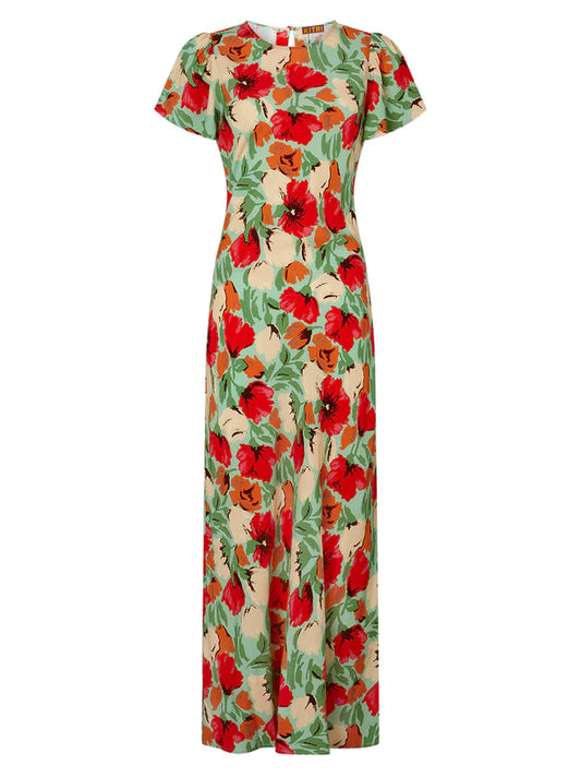Kitri - Marie Green Garden Floral Maxi Dress