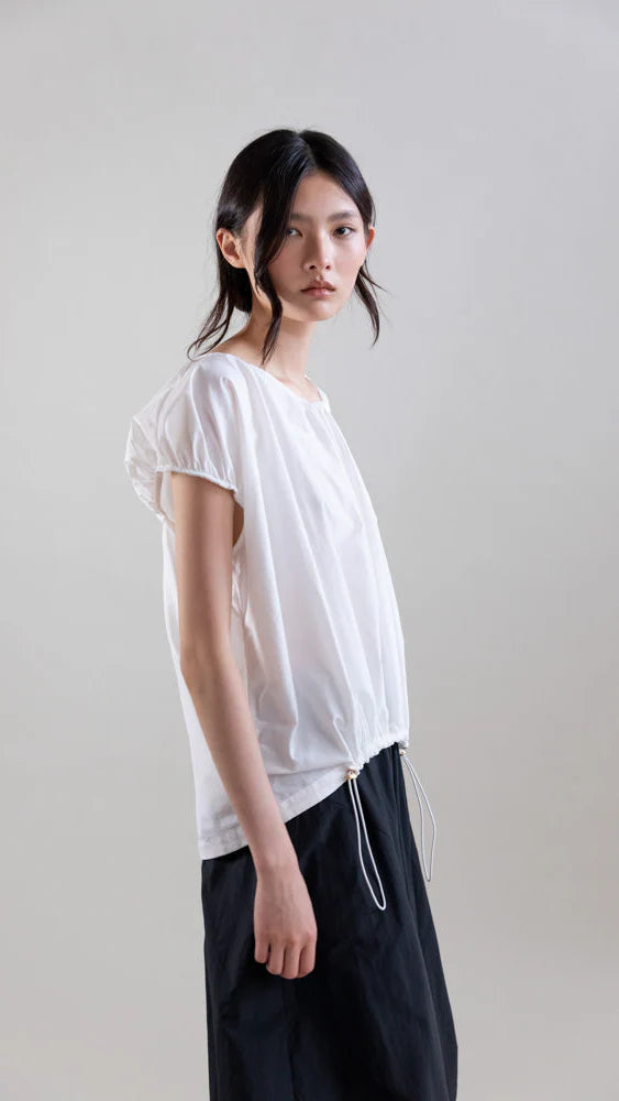 Psophia Nylon–Cotton Cocoon Tee with Drawcord Hem