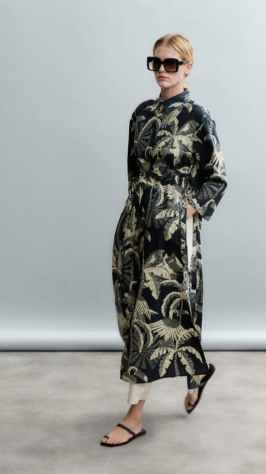 Tropic Sketch Longline Tunic with Belt