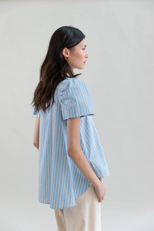 Candy Stripe Oxford Short puff sleeve Shirt