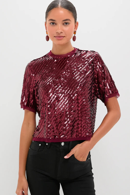 Hunter Bell - Pixie Top - Mulberry Sequin