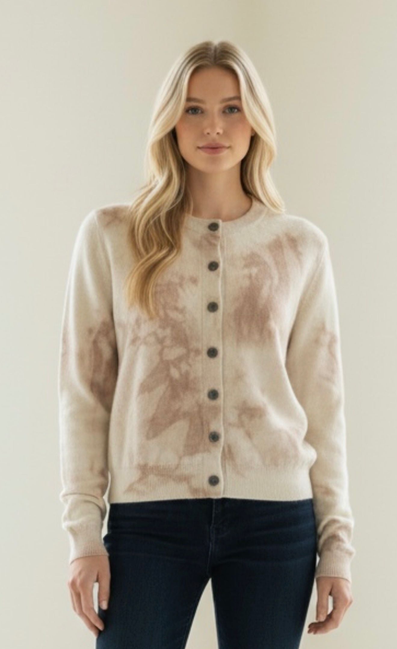 Jumper 1234 Batik Cardigan in Jasmine Sandstone