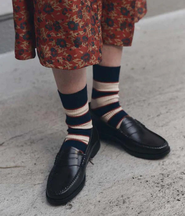 The Great - Collegiate Sock - Green, Hot Red, Navy