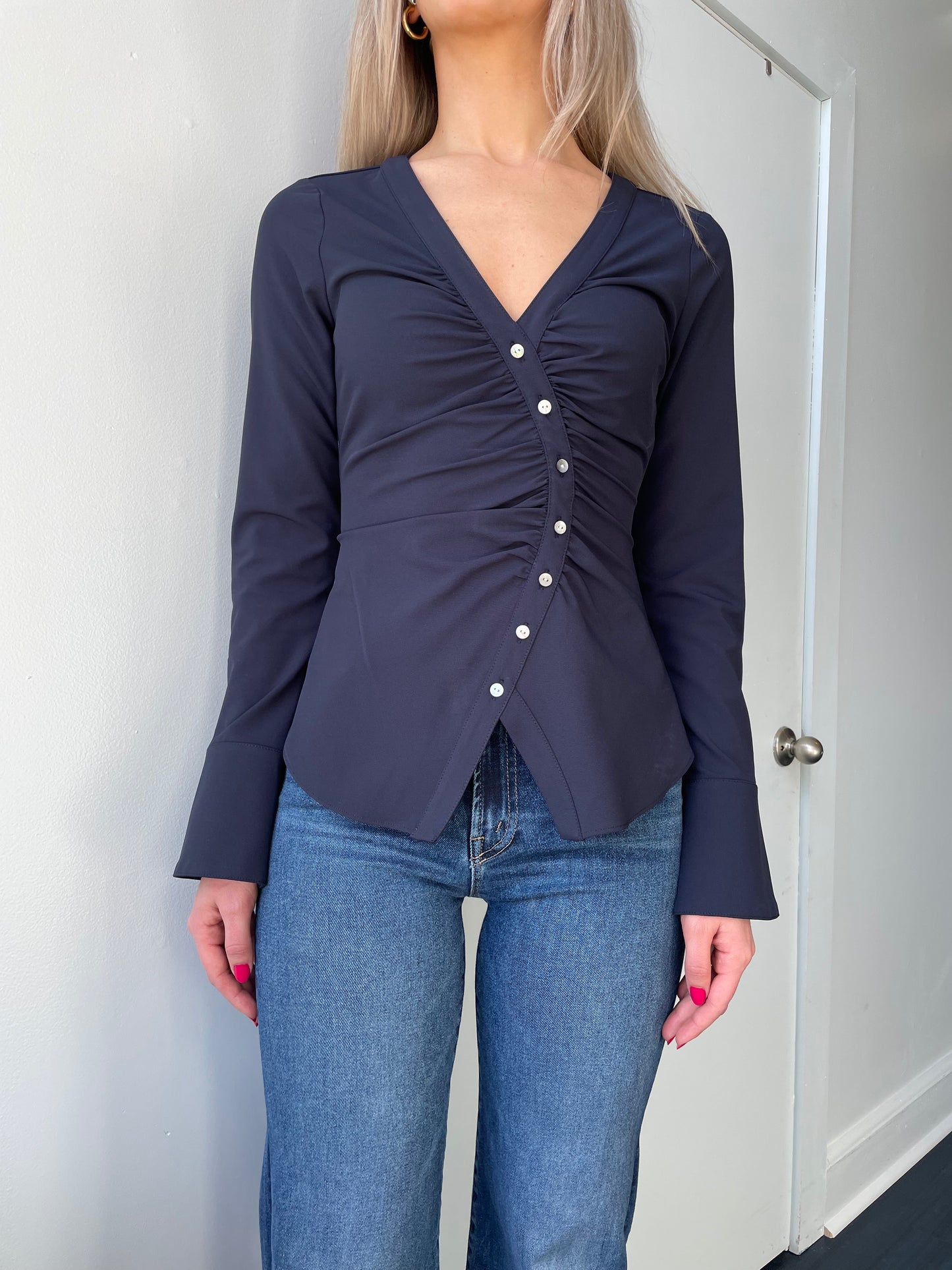 Cinq A Sept- Carmen Top- Navy